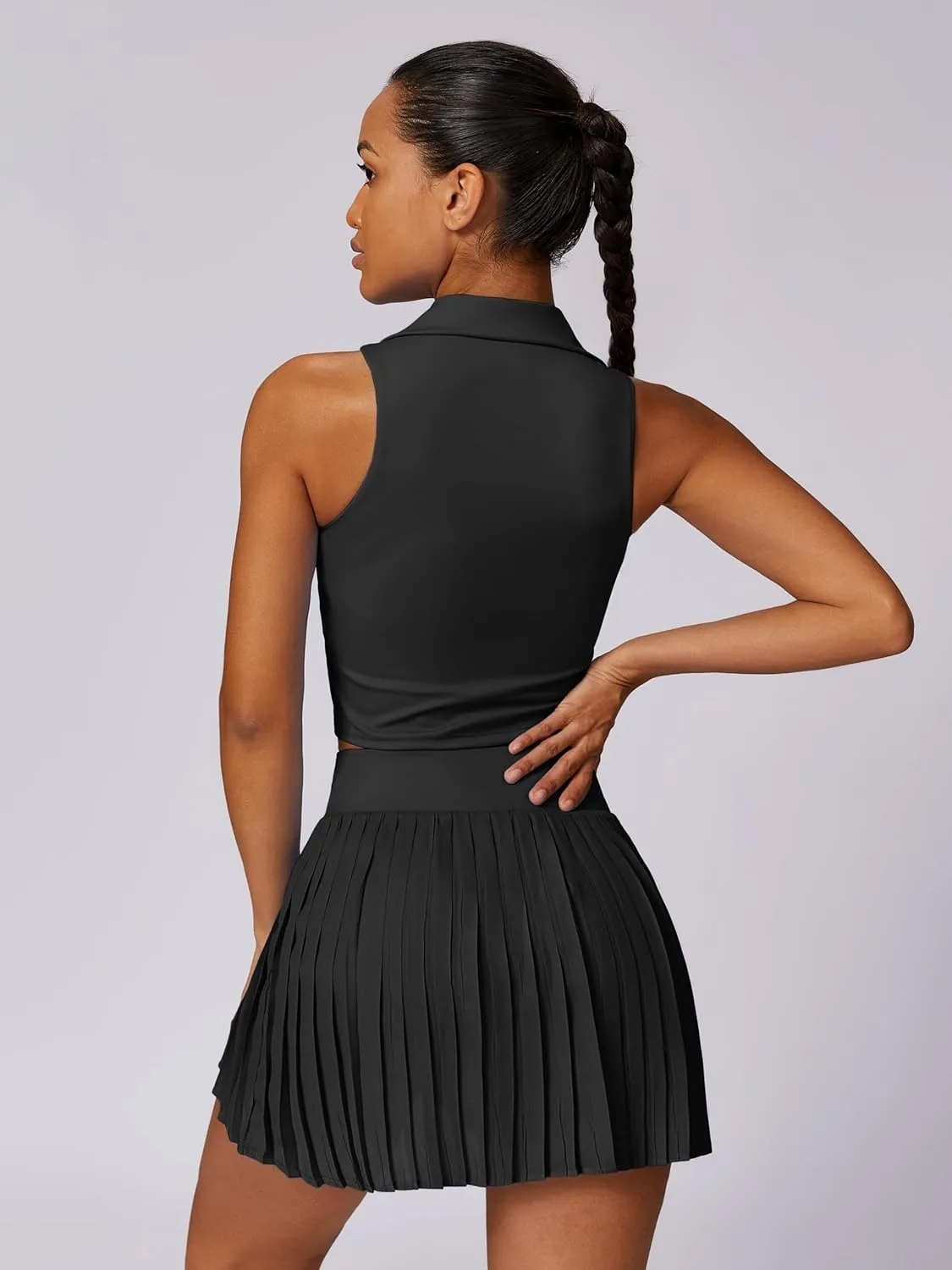 ABOCIW Womens Pleated Tennis Skirt with Shorts Pockets Irregular Layered High Waist Athletic Workout Golf Skorts Skirts