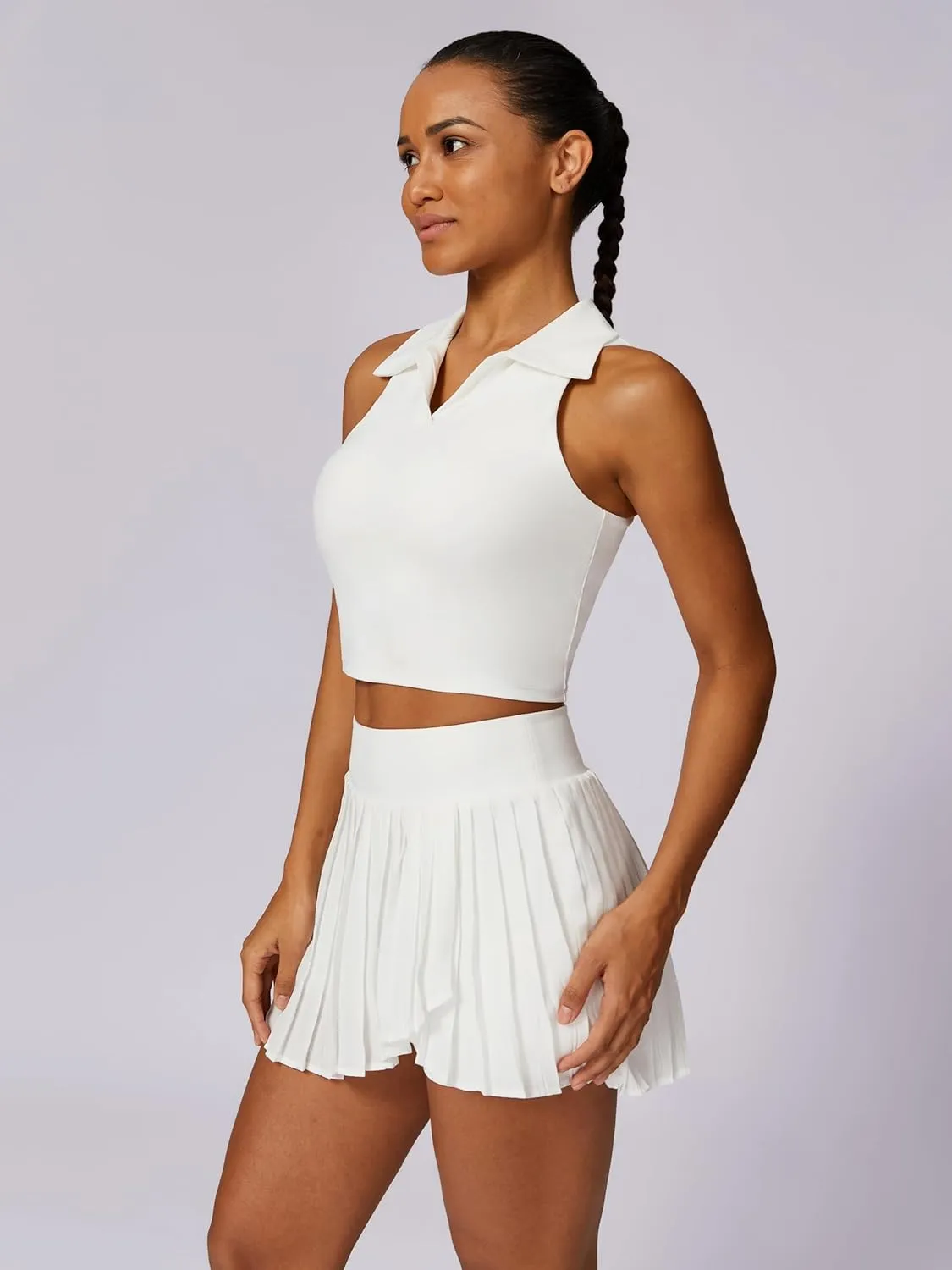ABOCIW Womens Pleated Tennis Skirt with Shorts Pockets Irregular Layered High Waist Athletic Workout Golf Skorts Skirts