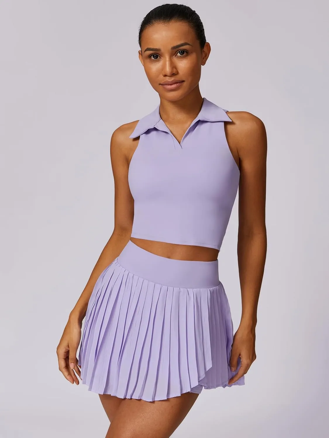 ABOCIW Womens Pleated Tennis Skirt with Shorts Pockets Irregular Layered High Waist Athletic Workout Golf Skorts Skirts