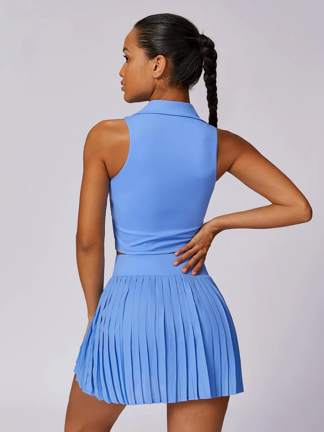 ABOCIW Womens Pleated Tennis Skirt with Shorts Pockets Irregular Layered High Waist Athletic Workout Golf Skorts Skirts