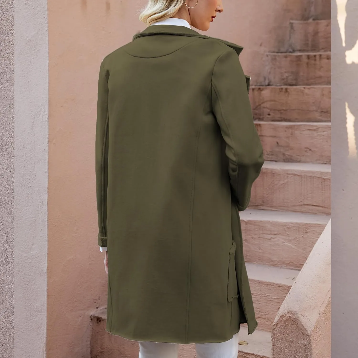 Ainangua Tipperary Trench Coat Women Double Breasted Lapel Long Coat Winter Fall Fashion Fleece Jacket