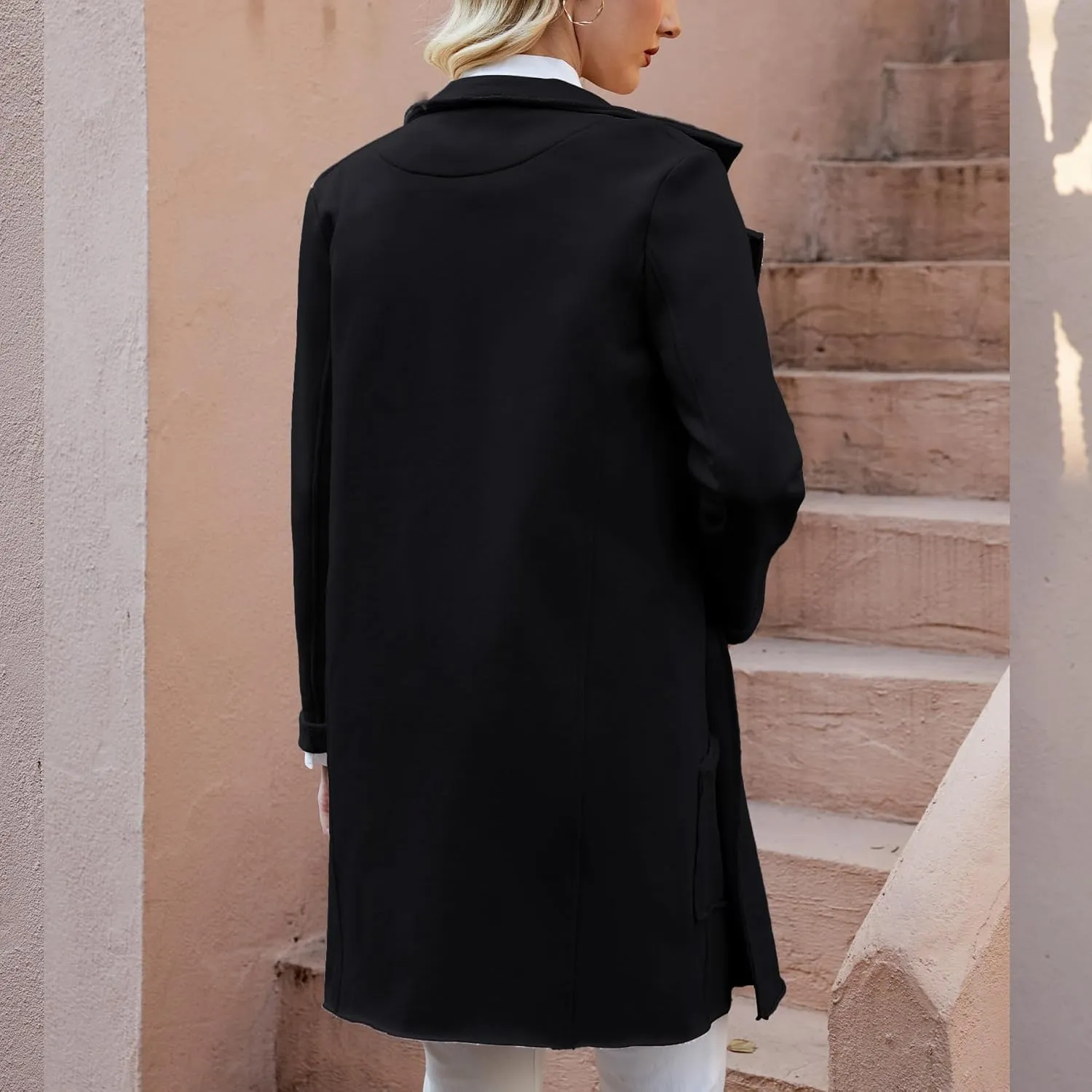 Ainangua Tipperary Trench Coat Women Double Breasted Lapel Long Coat Winter Fall Fashion Fleece Jacket