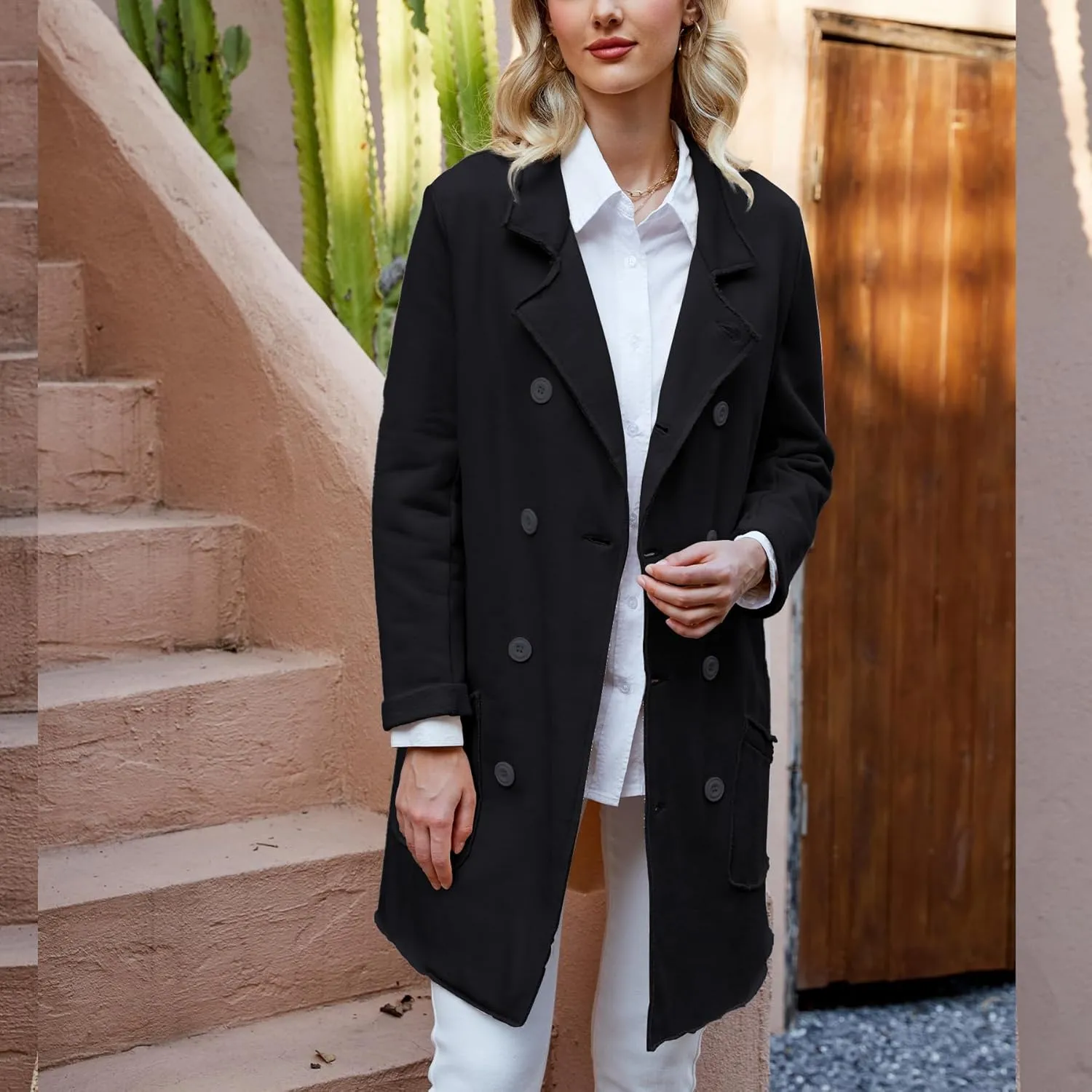 Ainangua Tipperary Trench Coat Women Double Breasted Lapel Long Coat Winter Fall Fashion Fleece Jacket