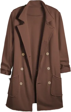 Ainangua Tipperary Trench Coat Women Double Breasted Lapel Long Coat Winter Fall Fashion Fleece Jacket