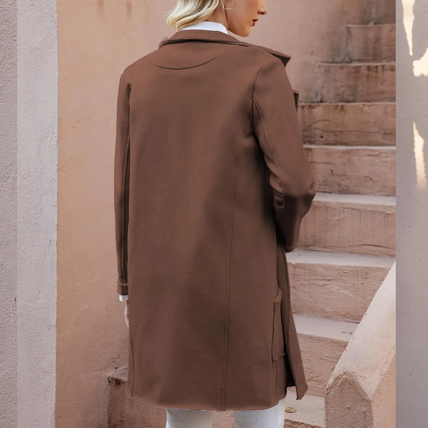Ainangua Tipperary Trench Coat Women Double Breasted Lapel Long Coat Winter Fall Fashion Fleece Jacket
