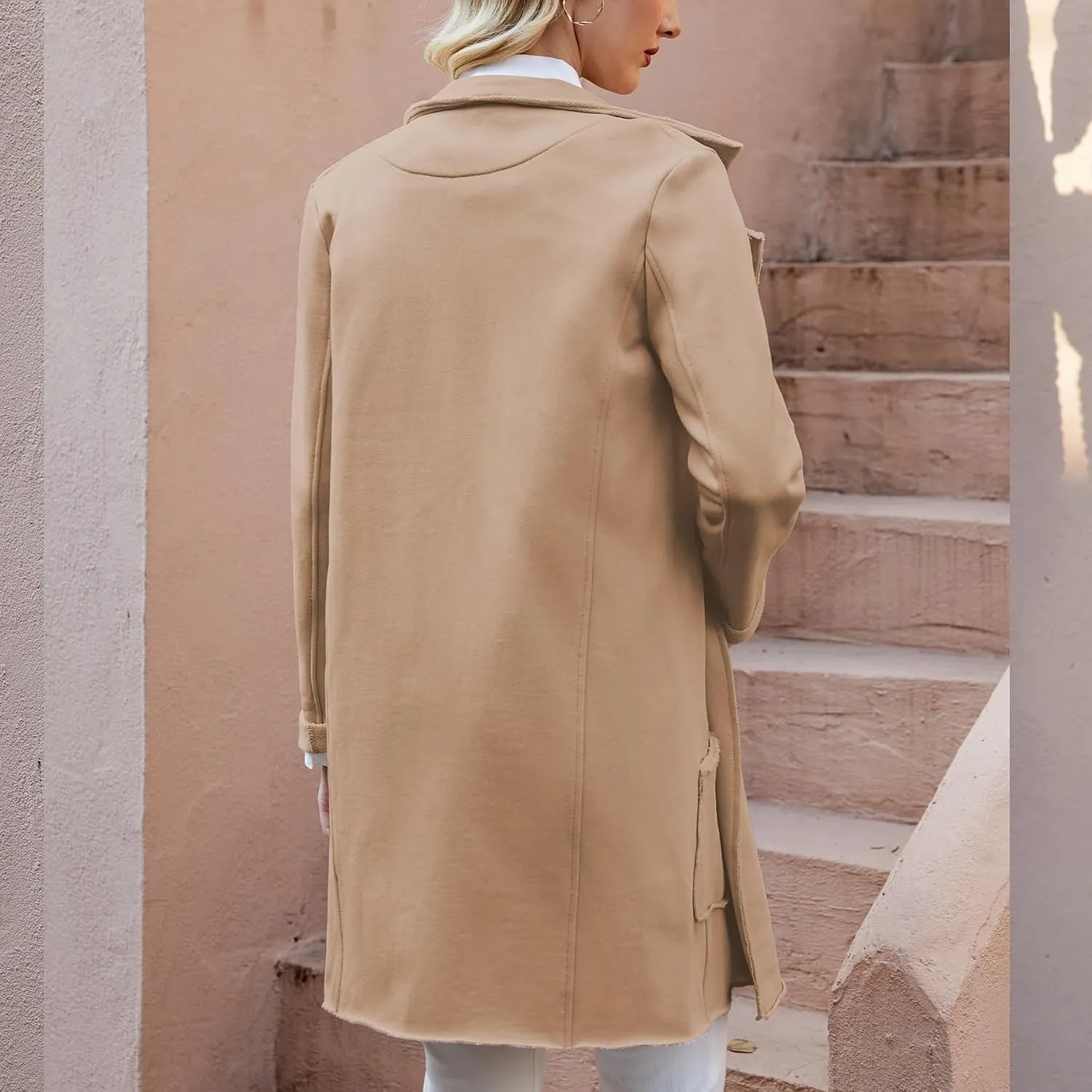 Ainangua Tipperary Trench Coat Women Double Breasted Lapel Long Coat Winter Fall Fashion Fleece Jacket