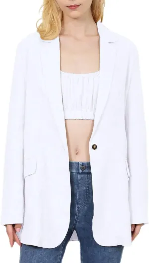 Amazhiyu Womens Pure Linen Long Sleeve Casual Office Blazer Jackets for Autumn