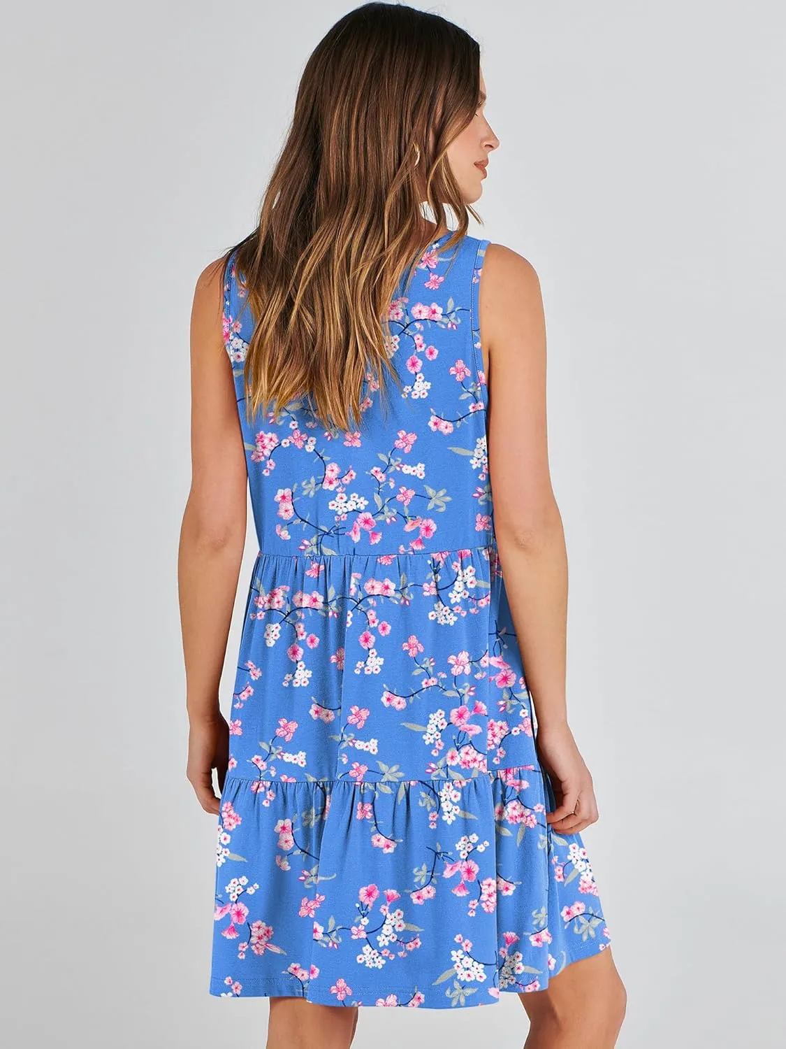 ANRABESS Womens Summer Casual Tank Dress Sleeveless V Neck T Shirt Sundress Flowy Tiered Swing Mini Beach Vacation Dresses
