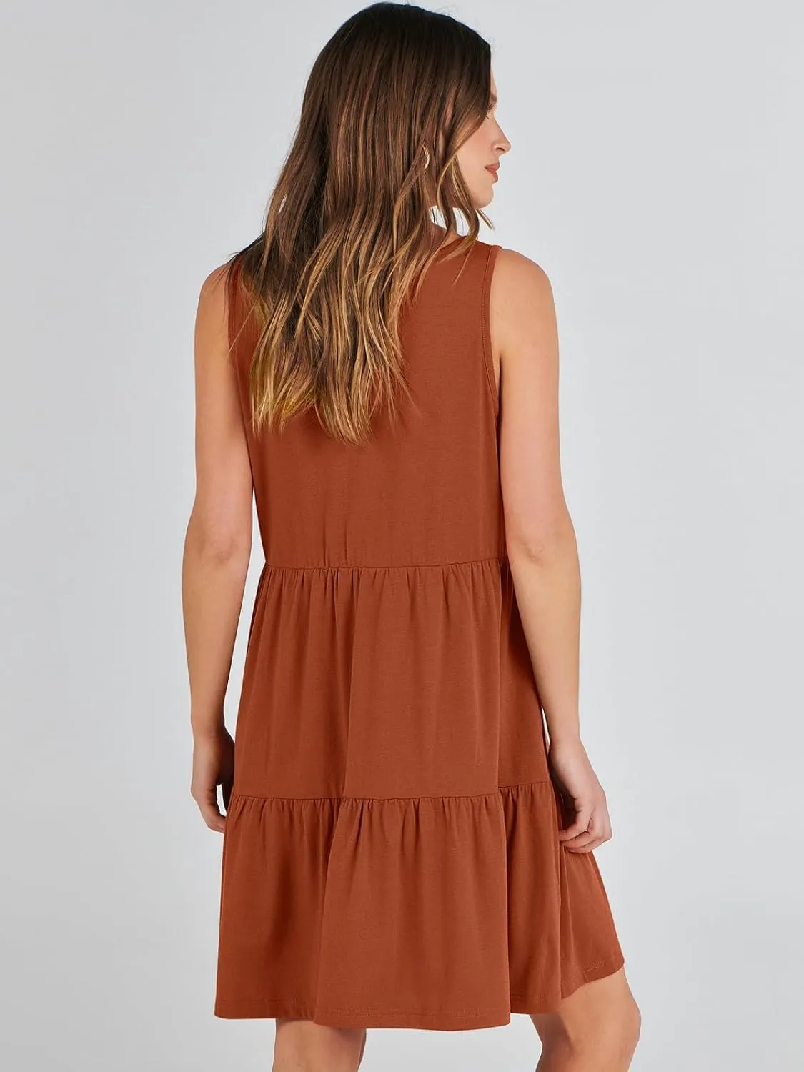 ANRABESS Womens Summer Casual Tank Dress Sleeveless V Neck T Shirt Sundress Flowy Tiered Swing Mini Beach Vacation Dresses