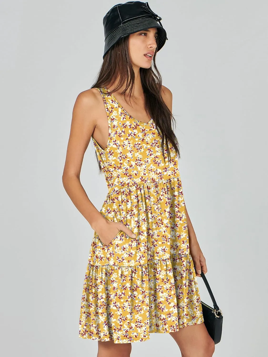 ANRABESS Womens Summer Casual Tank Dress Sleeveless V Neck T Shirt Sundress Flowy Tiered Swing Mini Beach Vacation Dresses