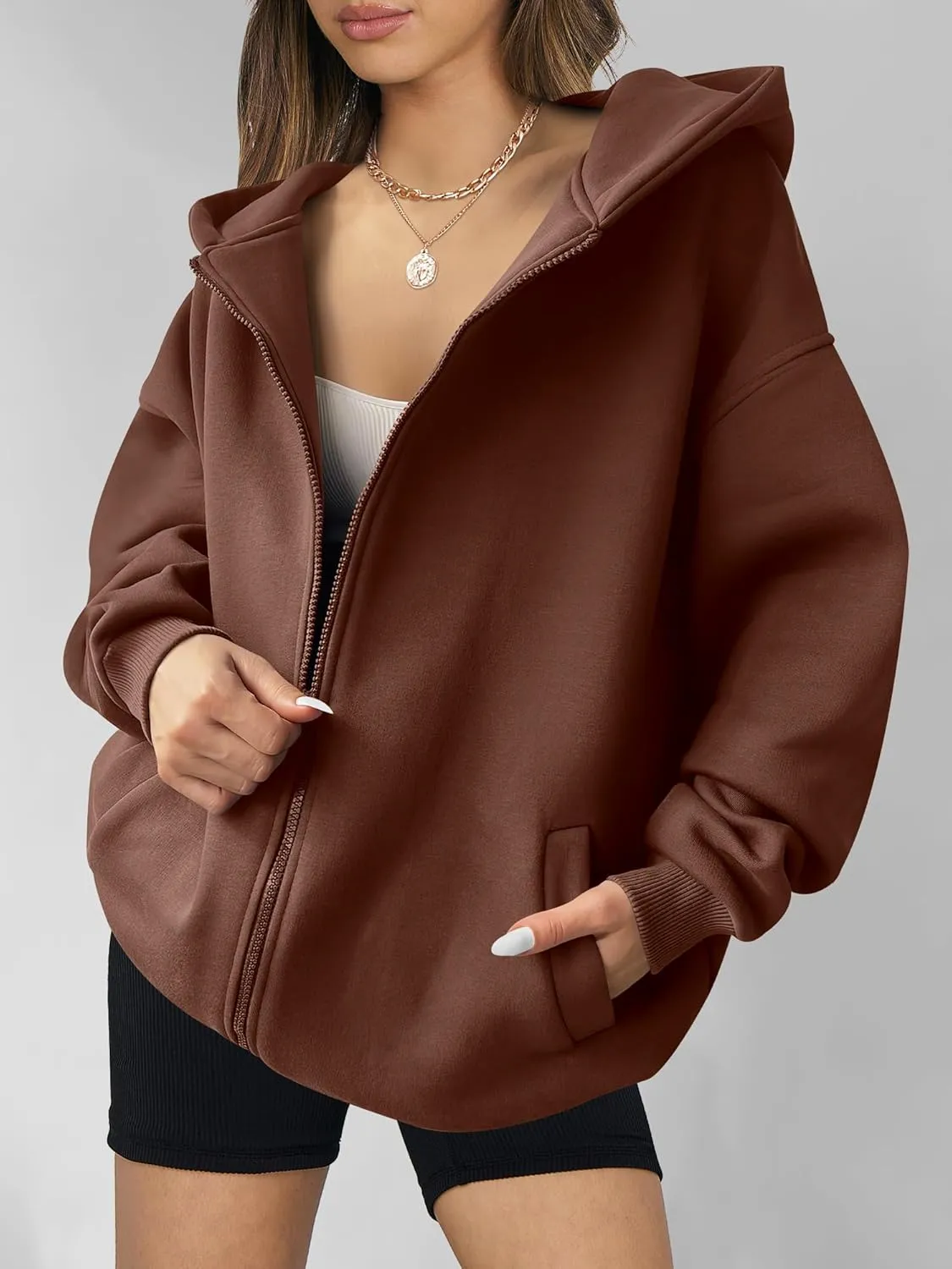 ANRABESS Womens Zip Up Hoodies Oversized Sweatshirt Long Sleeve Fleece Jackets Coat Workout Y2K Outfits 2025 Fall Trendy