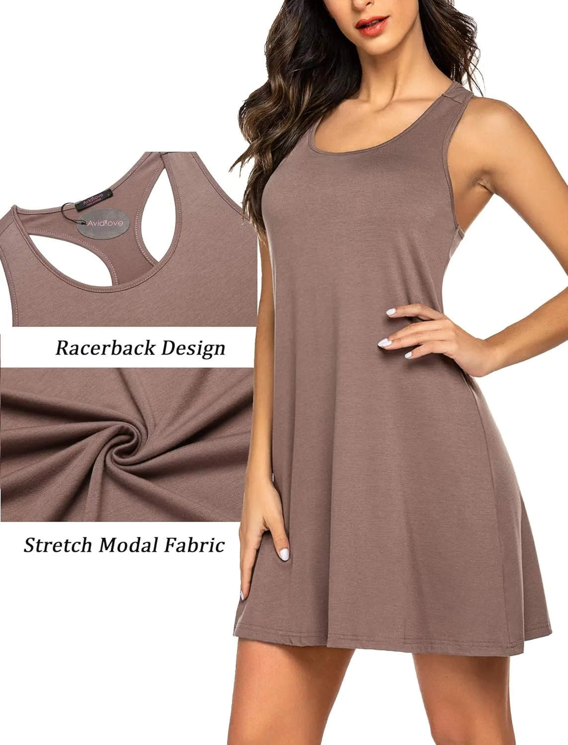 Avidlove Sleepwear for Women Tank Nightgown Chemise Racerback Sleeveless Sleep Dress