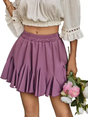 Avidlove Women's Pleated Skater Skirt Basic Casual High Waisted Ruffles Flared Mini Lingerie Skirts