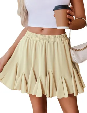 Avidlove Women's Pleated Skater Skirt Basic Casual High Waisted Ruffles Flared Mini Lingerie Skirts