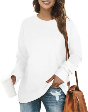 Azeralia Oversized Sweatshirt For Women Solid Round Neck Long Sleeve Pullover Fall Trendy Casual Loose Sweatshirts