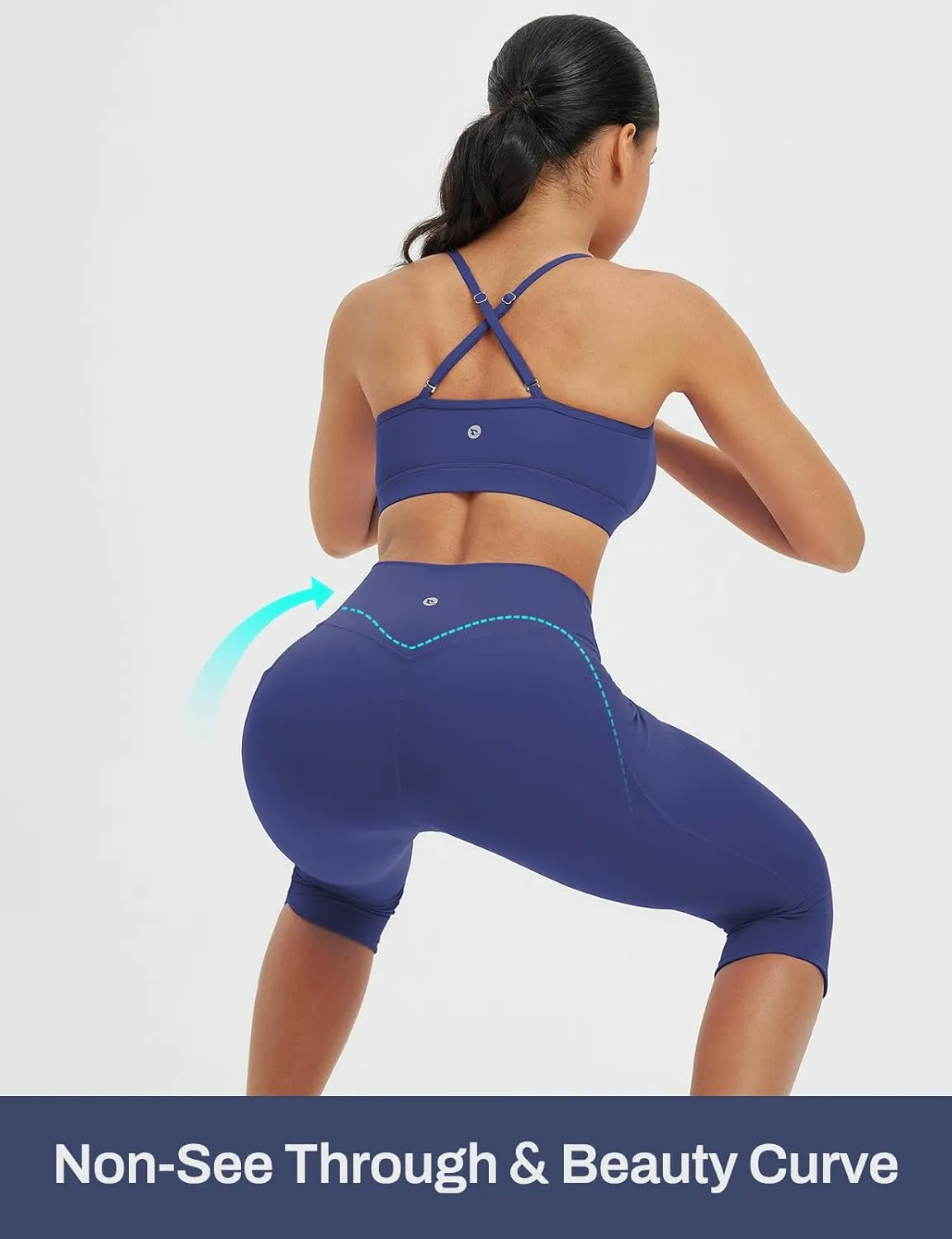 baleaf Womens 17" High Waisted Capri Leggings with Pockets Tummy Control Yoga Gym Capris Pants