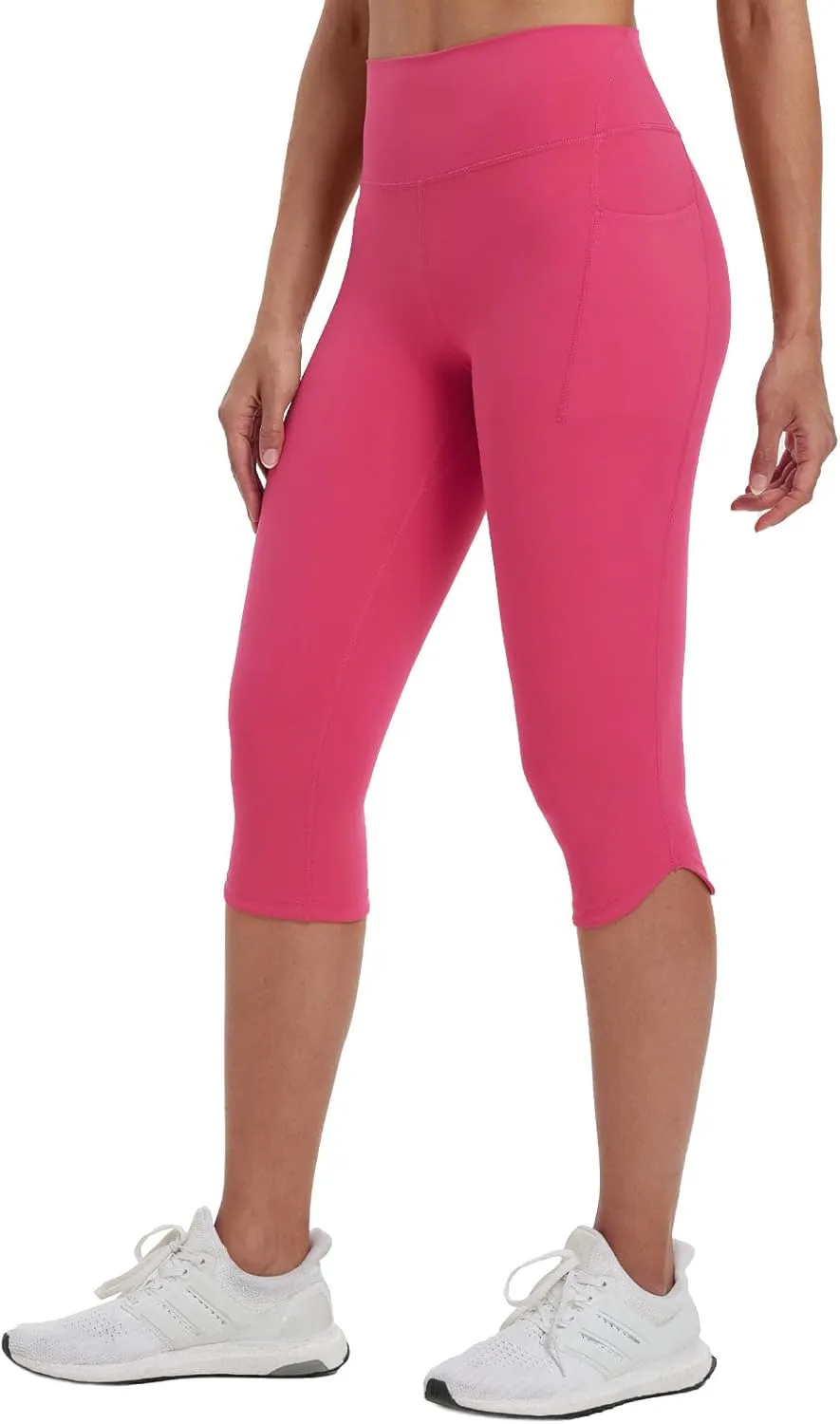 baleaf Womens 17" High Waisted Capri Leggings with Pockets Tummy Control Yoga Gym Capris Pants