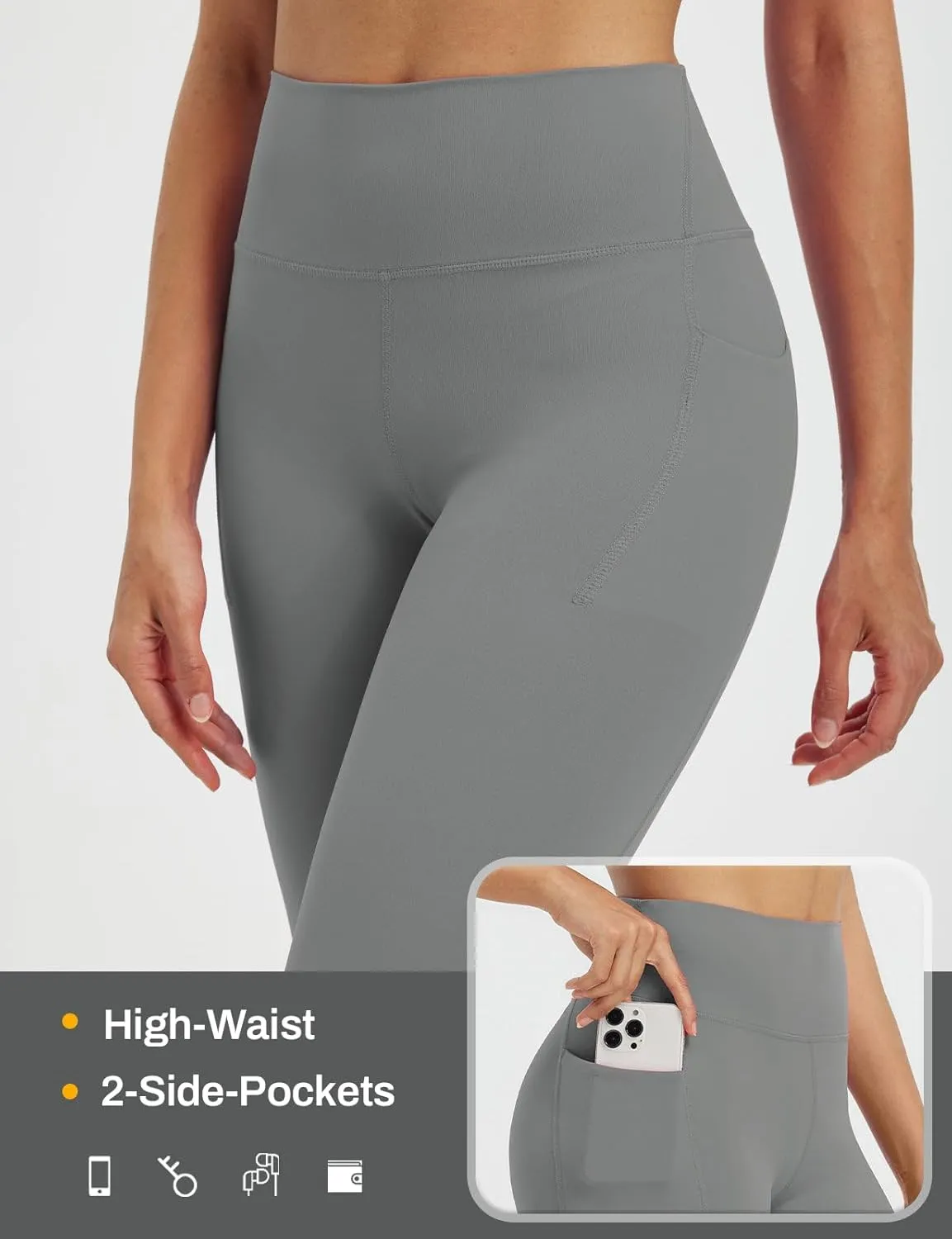 baleaf Womens 17" High Waisted Capri Leggings with Pockets Tummy Control Yoga Gym Capris Pants