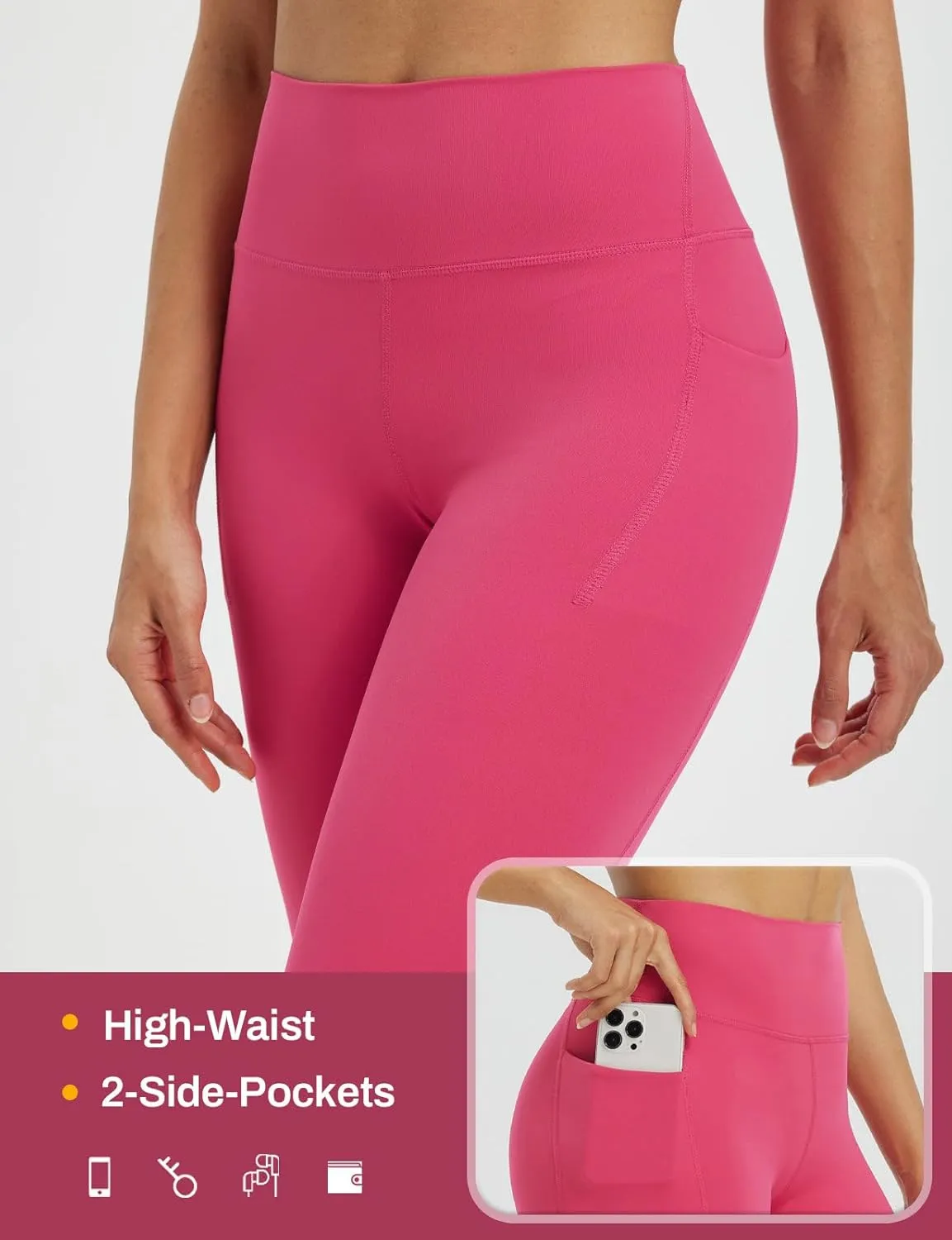 baleaf Womens 17" High Waisted Capri Leggings with Pockets Tummy Control Yoga Gym Capris Pants