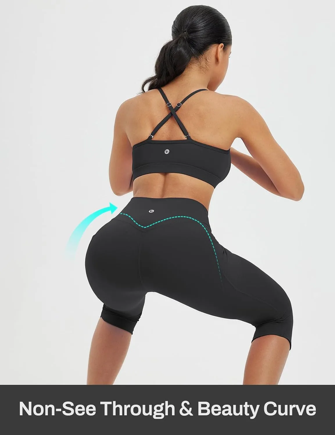 baleaf Womens 17" High Waisted Capri Leggings with Pockets Tummy Control Yoga Gym Capris Pants