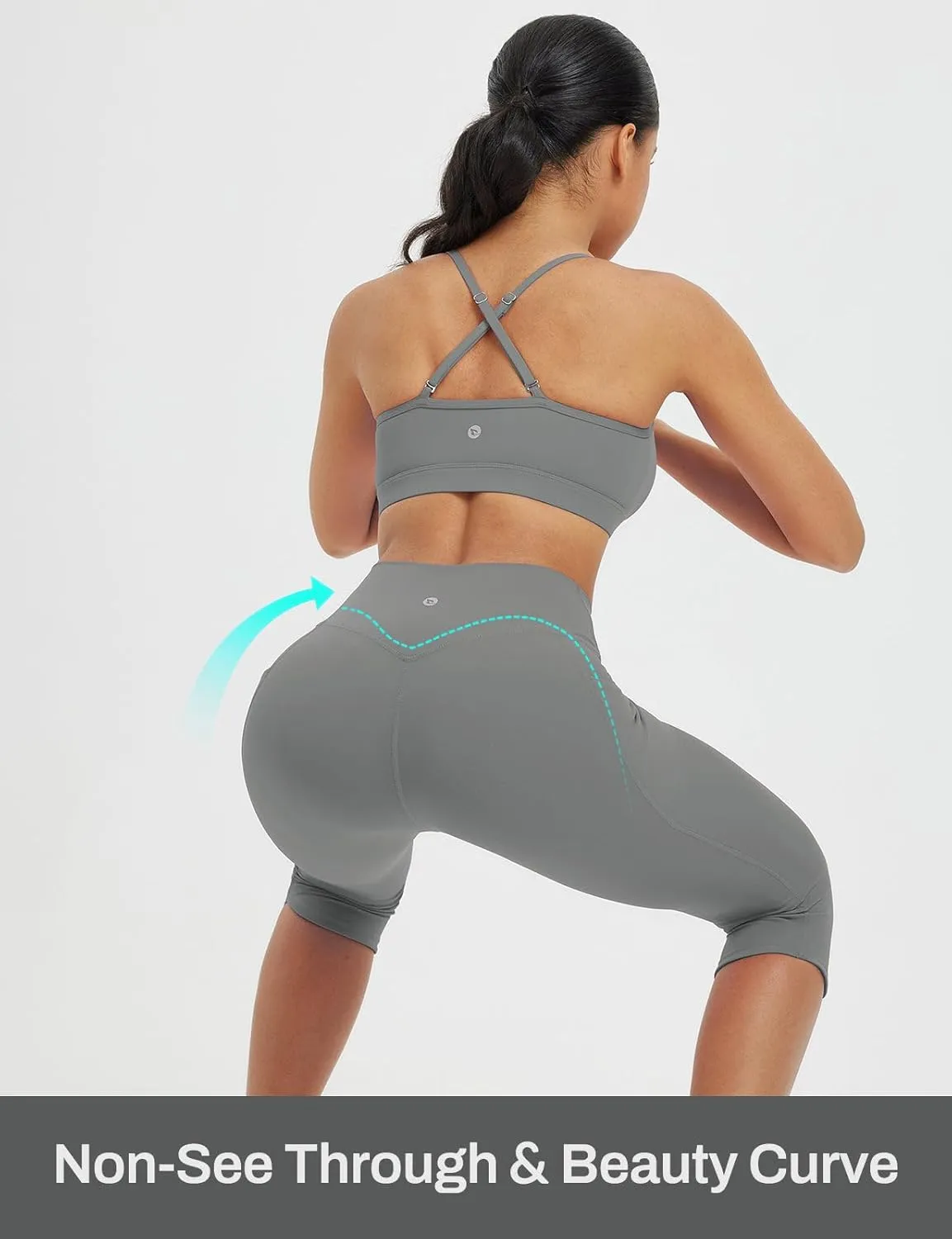 baleaf Womens 17" High Waisted Capri Leggings with Pockets Tummy Control Yoga Gym Capris Pants