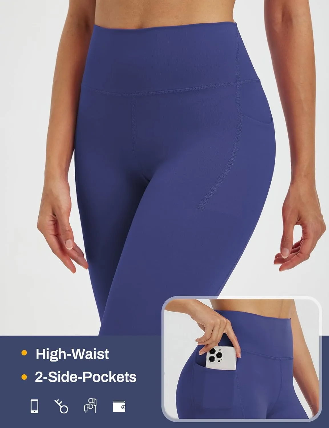baleaf Womens 17" High Waisted Capri Leggings with Pockets Tummy Control Yoga Gym Capris Pants