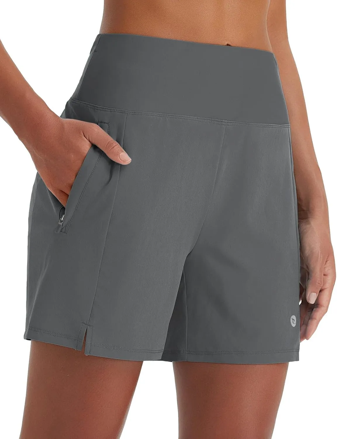 baleaf Women's 5" Swim Shorts High Waisted Quick Dry Swimming Bottom Boxer Liner Board Beach Shorts with Zipper Pockets