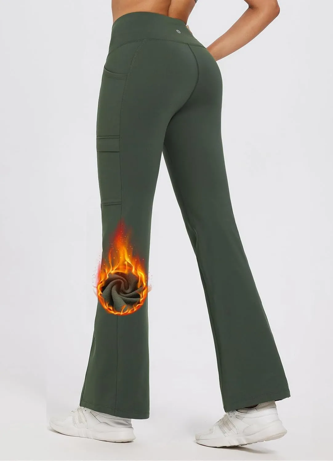 baleaf Women's Fleece Lined Pants Winter Thermal Water Resistant Crossover Flare Leggings Warm Bootcut Hiking Outdoor
