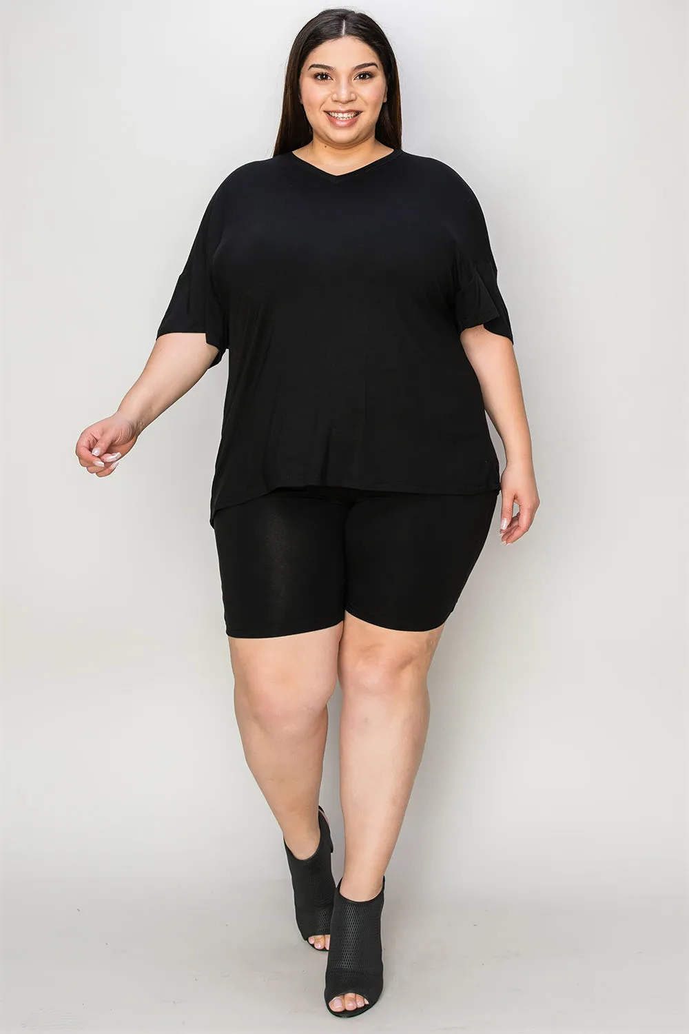 Basic Bae Bamboo Full Size  V-Neck Drop Shoulder T-Shirt and Shorts Set - 5 Colors