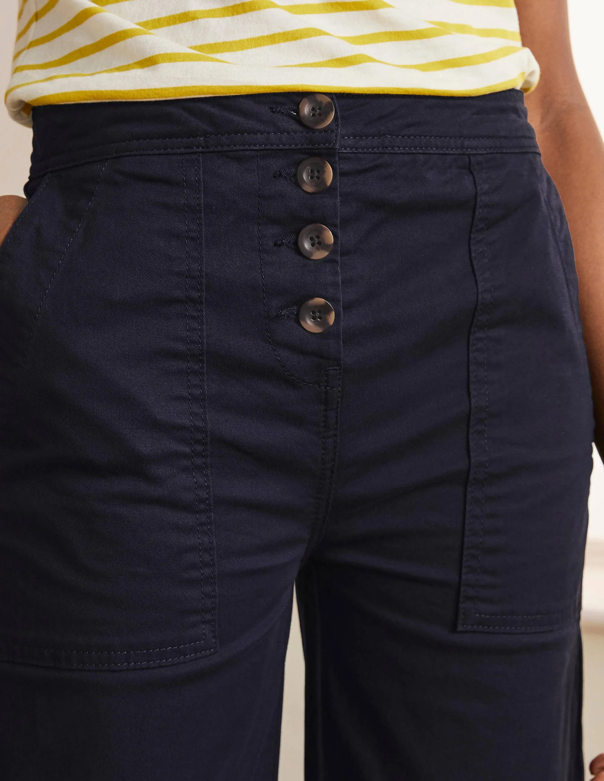Beaufort Button Fly Trousers-Navy