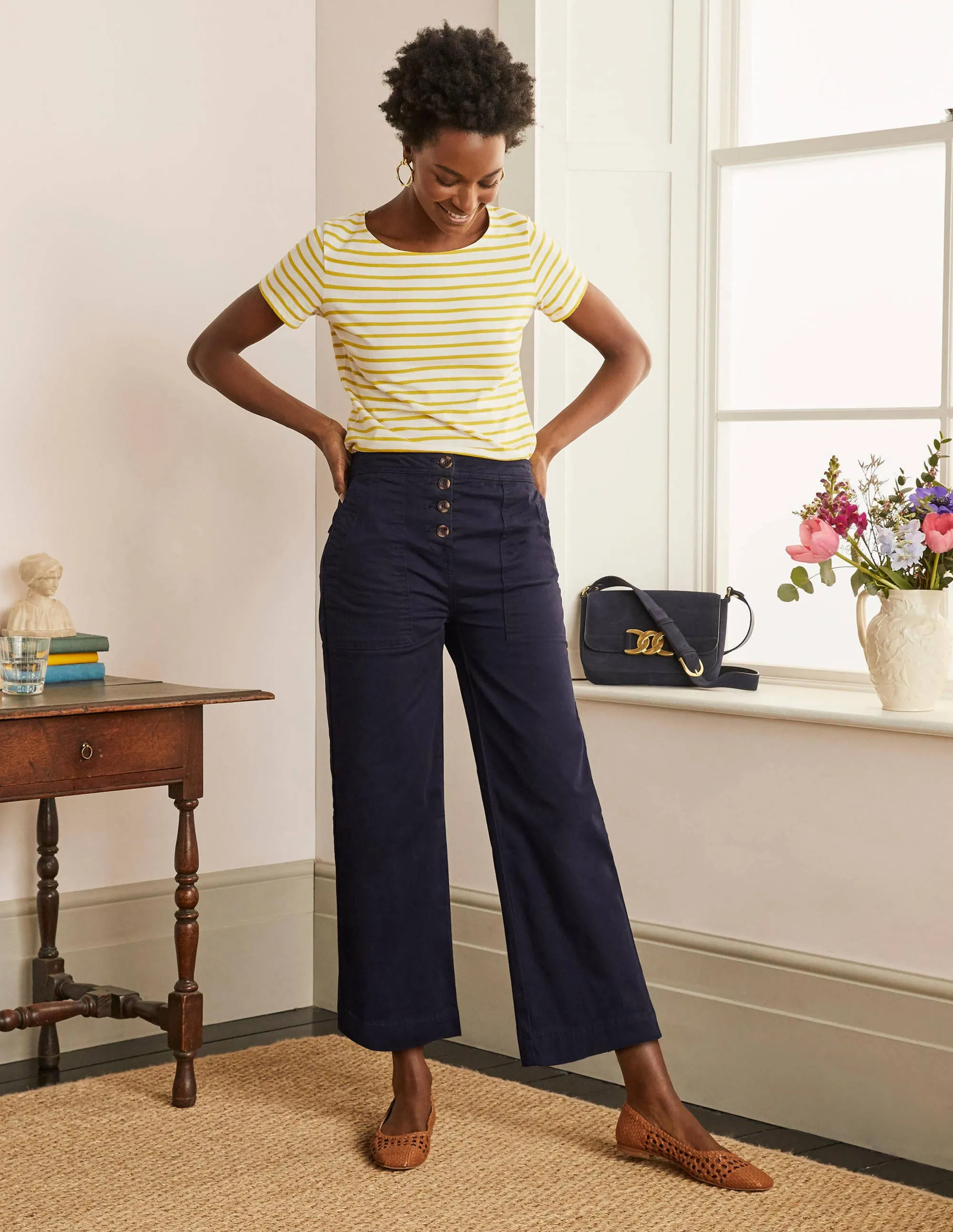Beaufort Button Fly Trousers-Navy