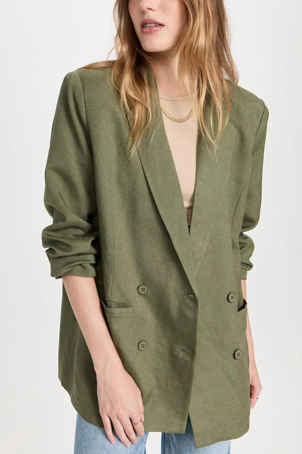 Beautiful Nomad Women's Cotton Linen Blazer Long Sleeve Fall Fashion Casual Work Office Jackets