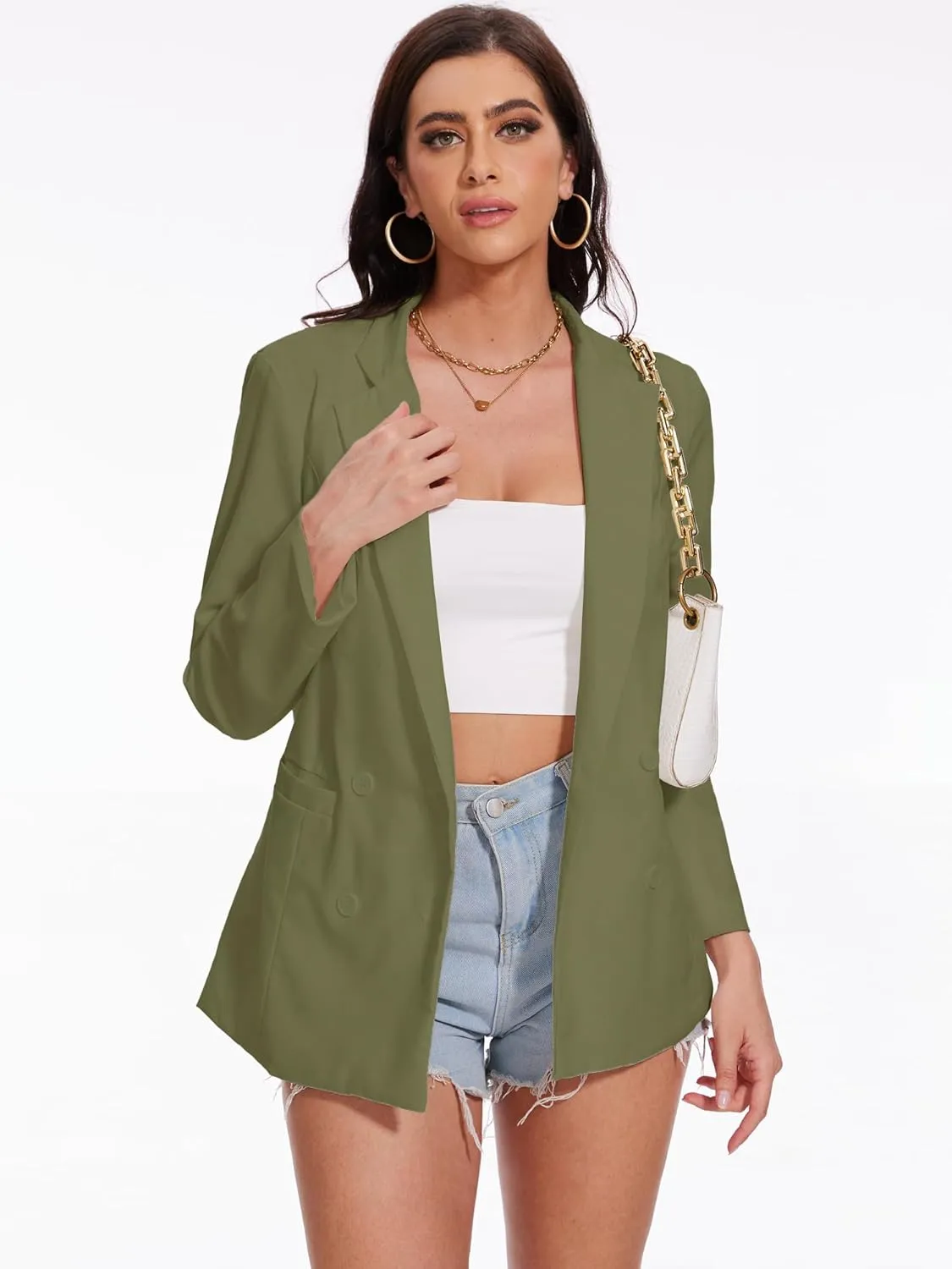 Beautiful Nomad Women's Cotton Linen Blazer Long Sleeve Fall Fashion Casual Work Office Jackets