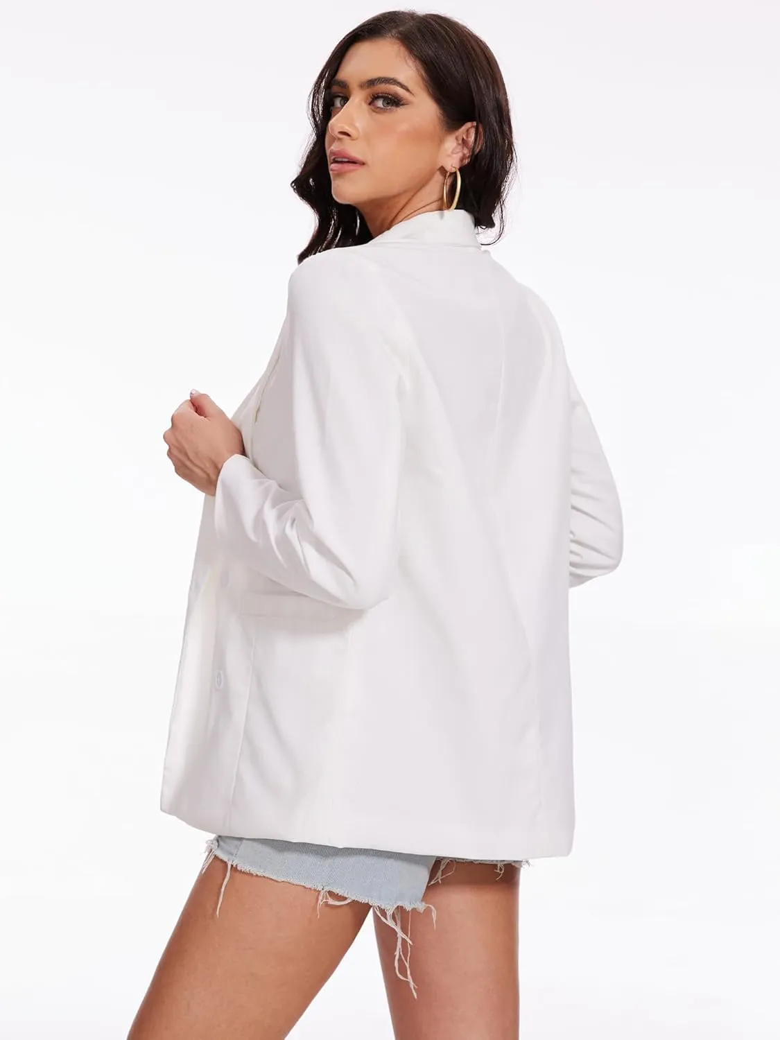 Beautiful Nomad Women's Cotton Linen Blazer Long Sleeve Fall Fashion Casual Work Office Jackets
