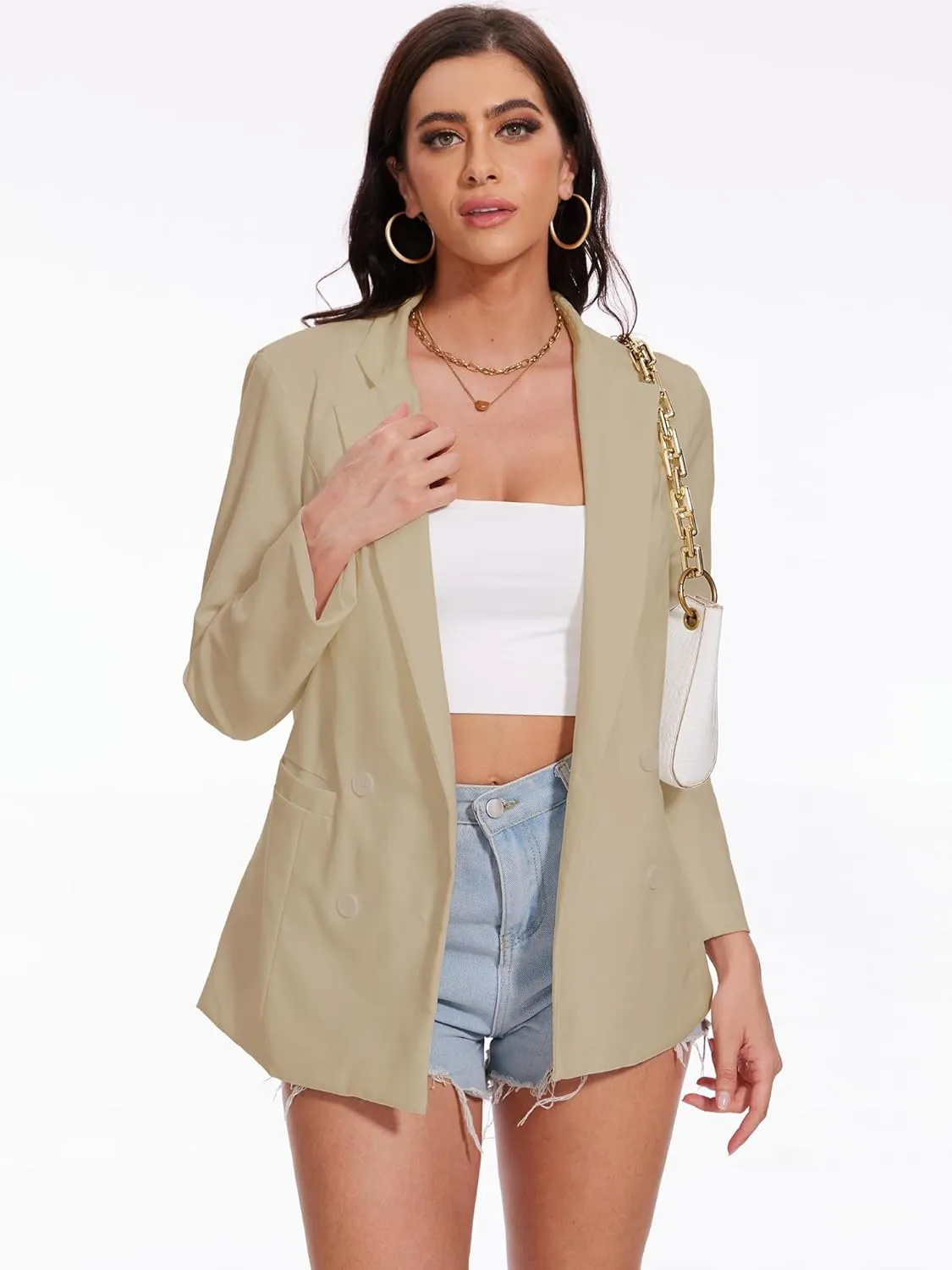 Beautiful Nomad Women's Cotton Linen Blazer Long Sleeve Fall Fashion Casual Work Office Jackets