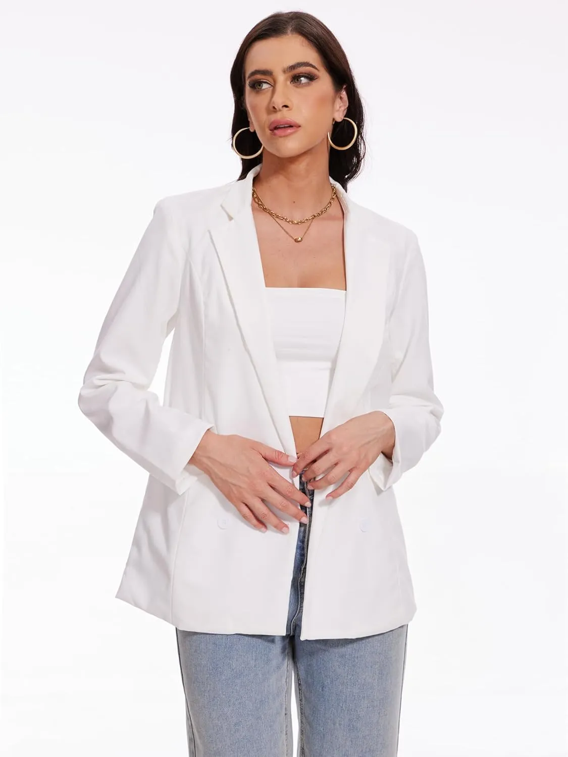 Beautiful Nomad Women's Cotton Linen Blazer Long Sleeve Fall Fashion Casual Work Office Jackets