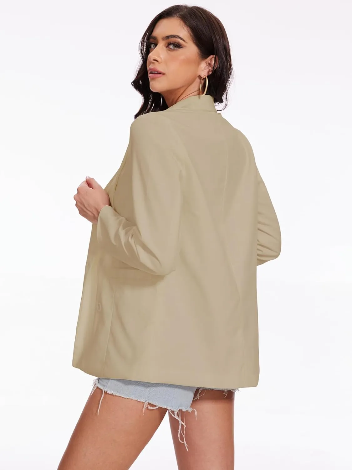 Beautiful Nomad Women's Cotton Linen Blazer Long Sleeve Fall Fashion Casual Work Office Jackets