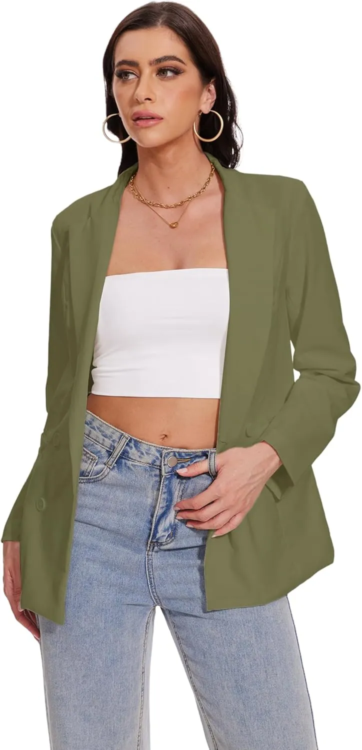 Beautiful Nomad Women's Cotton Linen Blazer Long Sleeve Fall Fashion Casual Work Office Jackets