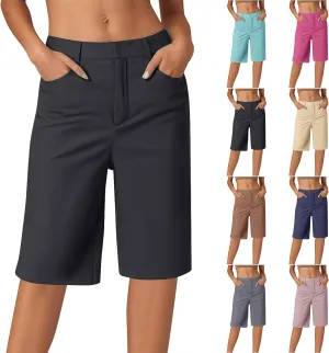 Bermuda Shorts for Women Dressy Casual 2025 High Waisted Stretchy Short Trousers Hiking Pants Summer Vacation Outfits