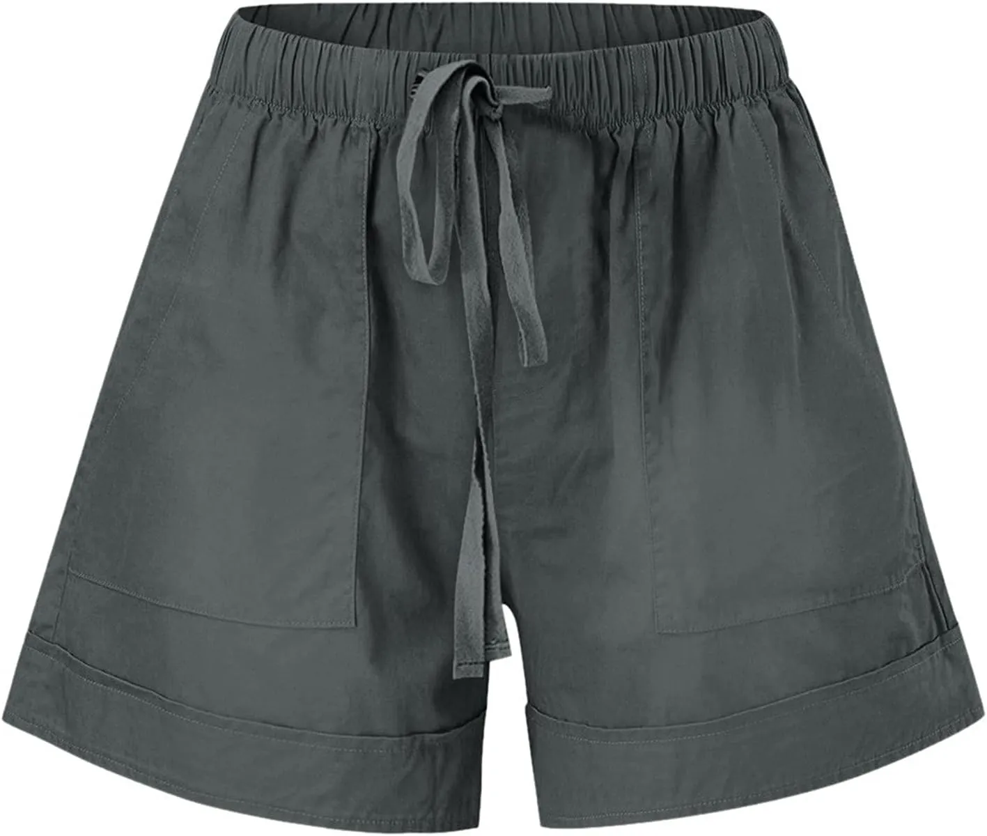 Bermuda Shorts for Women Loose High Waisted Short Pants Wide Leg Linen Knee Length Summer Casual Long Pockets