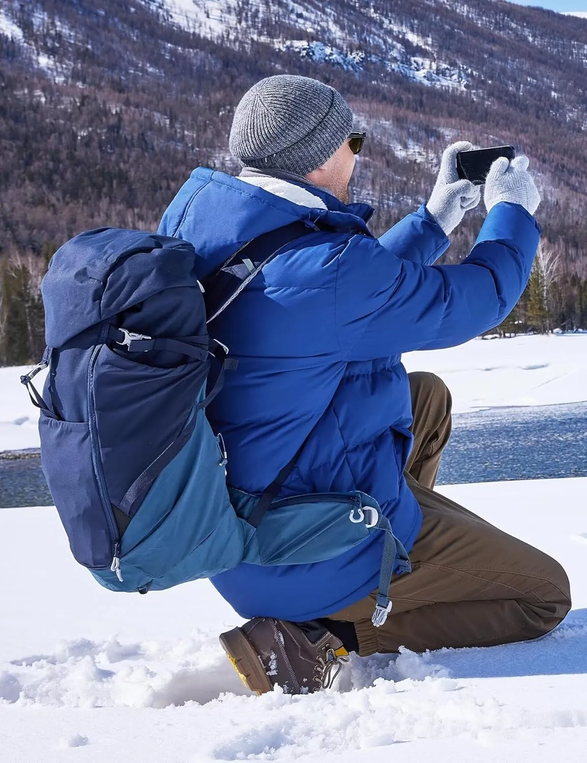 BEST SOUTH Men's Hooded Winter Puffer Jacket Fleece Warm Bubble Coat Outerwear Cold Weather