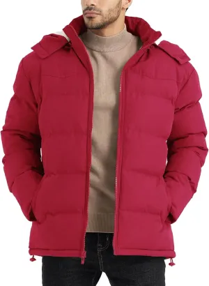 BEST SOUTH Men's Hooded Winter Puffer Jacket Fleece Warm Bubble Coat Outerwear Cold Weather