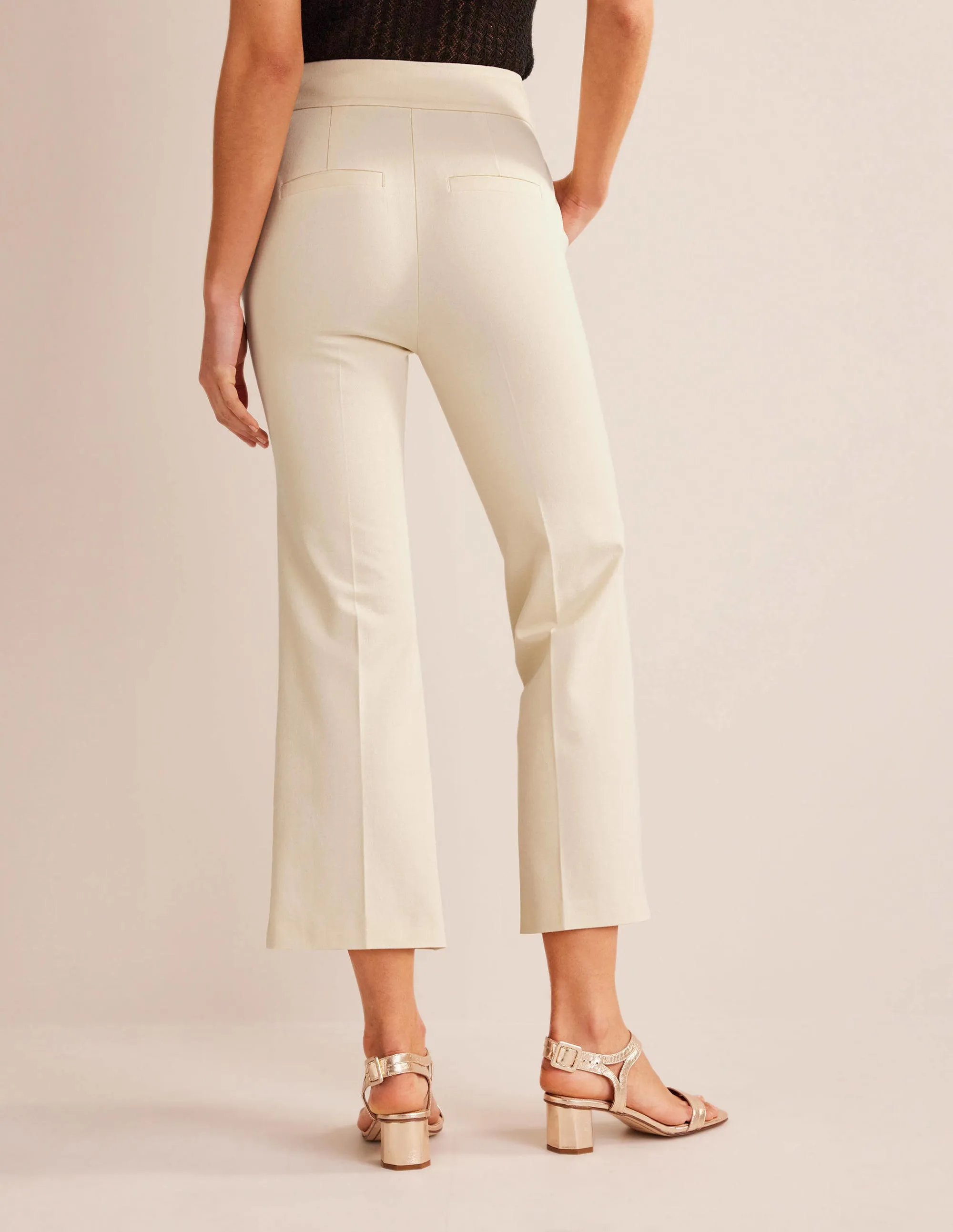 Bi-Stretch Crop Flare Trousers-Dorset Cream