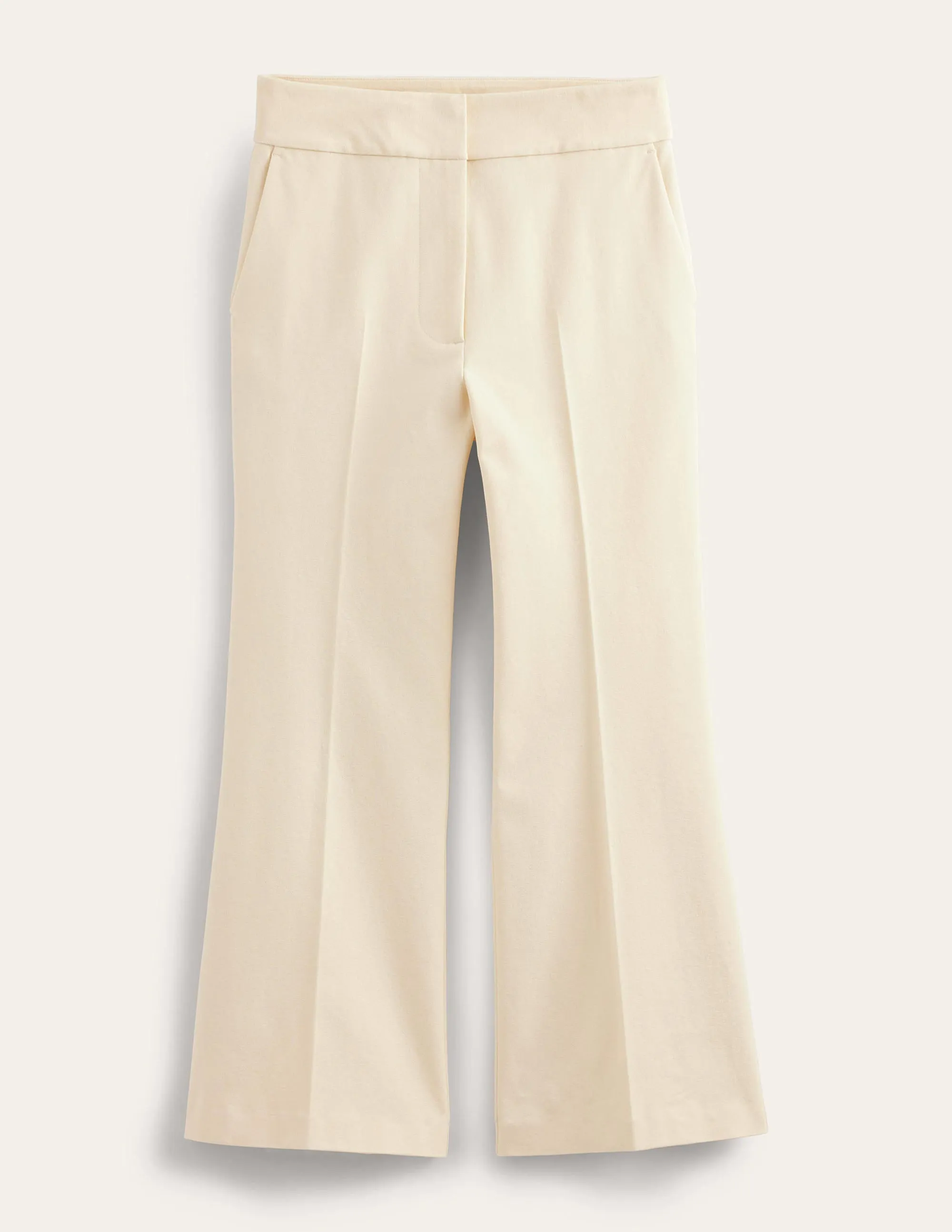Bi-Stretch Crop Flare Trousers-Dorset Cream