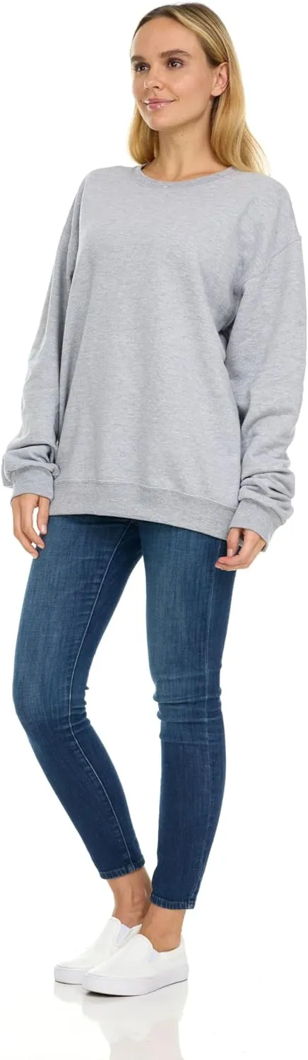 BILLIONHATS 12 Pack Womens Oversized Crew Neck Sweatshirt, Fleece Lined, Bulk Wholesale Sweatshirts for Charities & Events