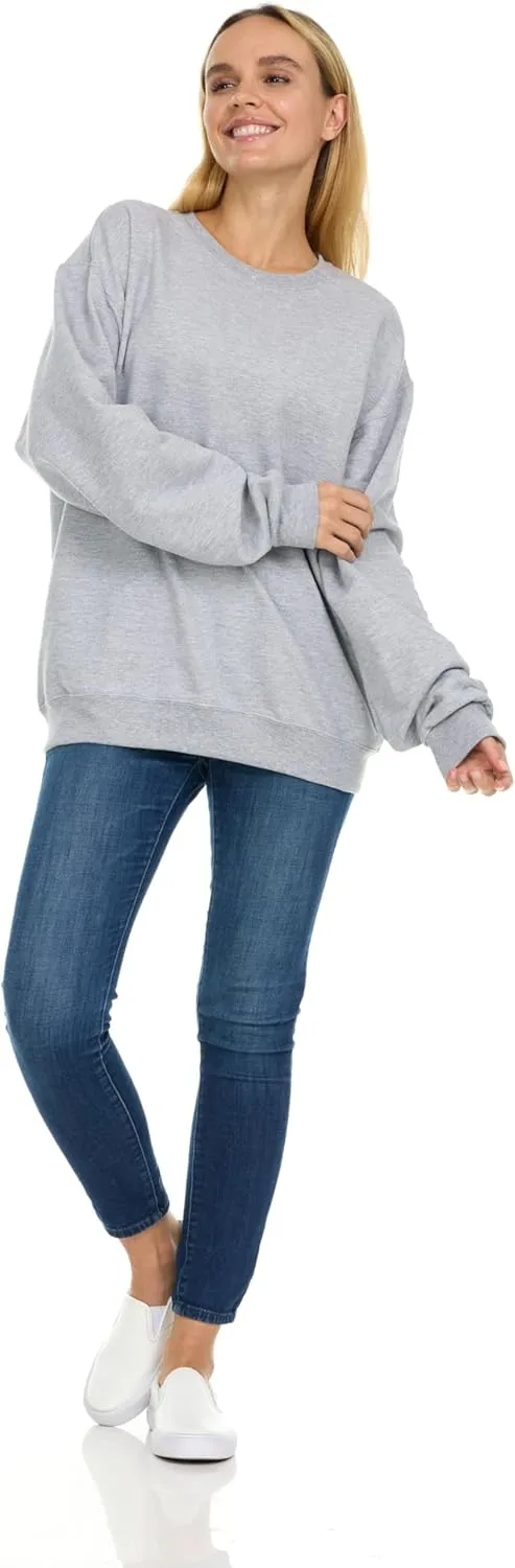 BILLIONHATS 12 Pack Womens Oversized Crew Neck Sweatshirt, Fleece Lined, Bulk Wholesale Sweatshirts for Charities & Events