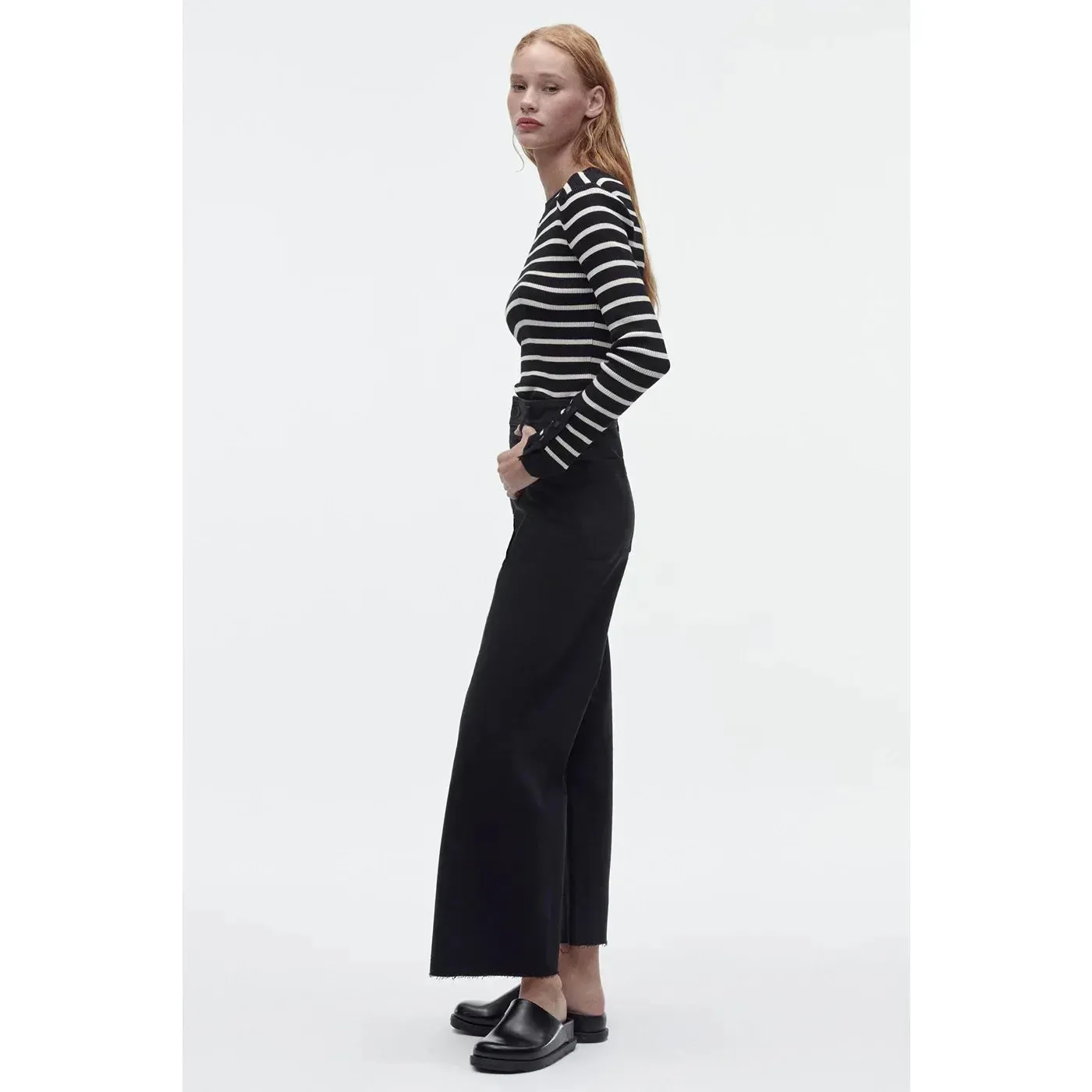 Black High Rise Wide Leg Jeans