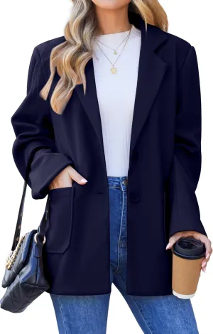 Blazers for Women Work Office Fully-Lined Warm Lapel Casual Jacket Oversized Long Sleeve Business Suit