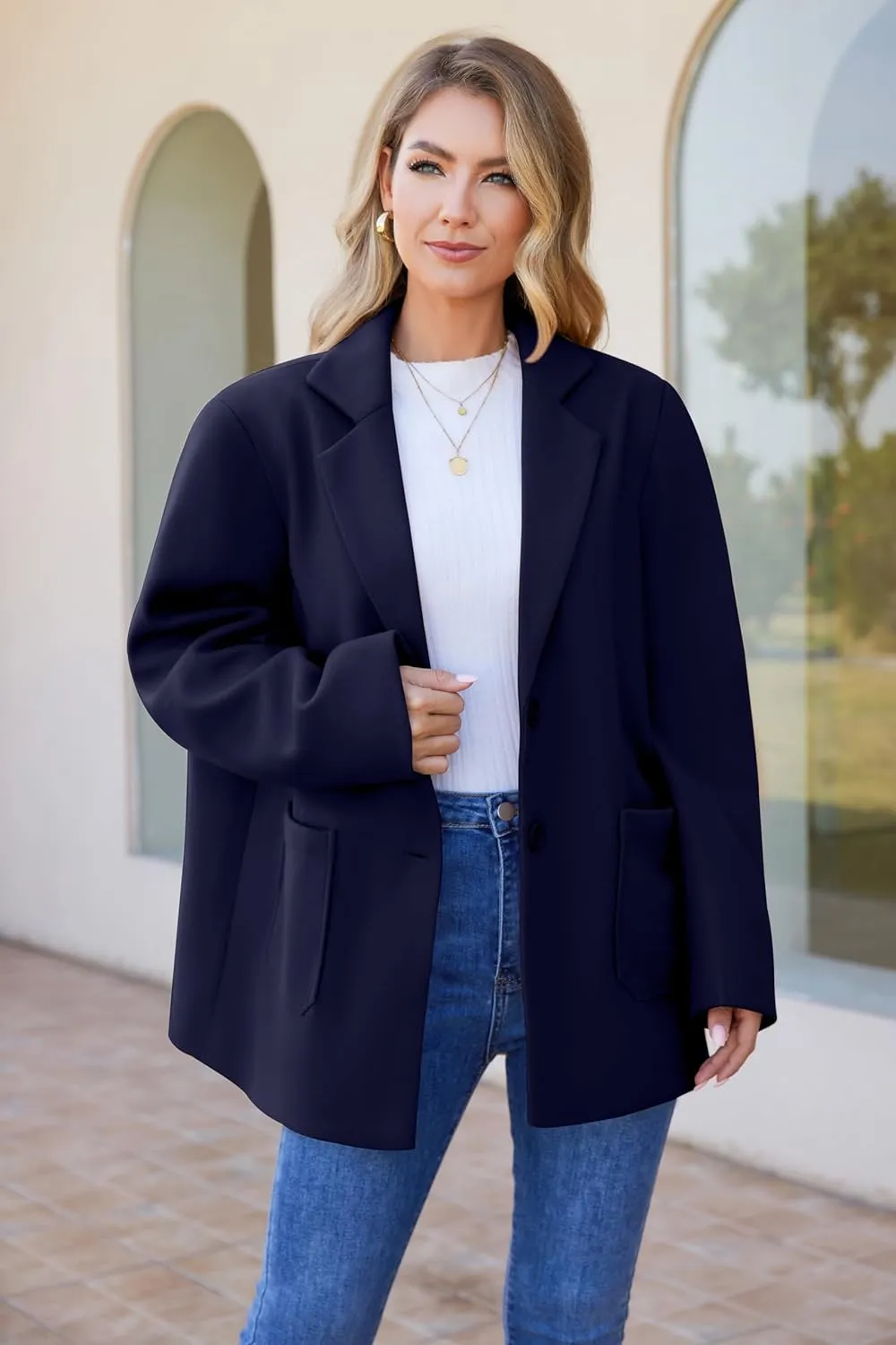 Blazers for Women Work Office Fully-Lined Warm Lapel Casual Jacket Oversized Long Sleeve Business Suit