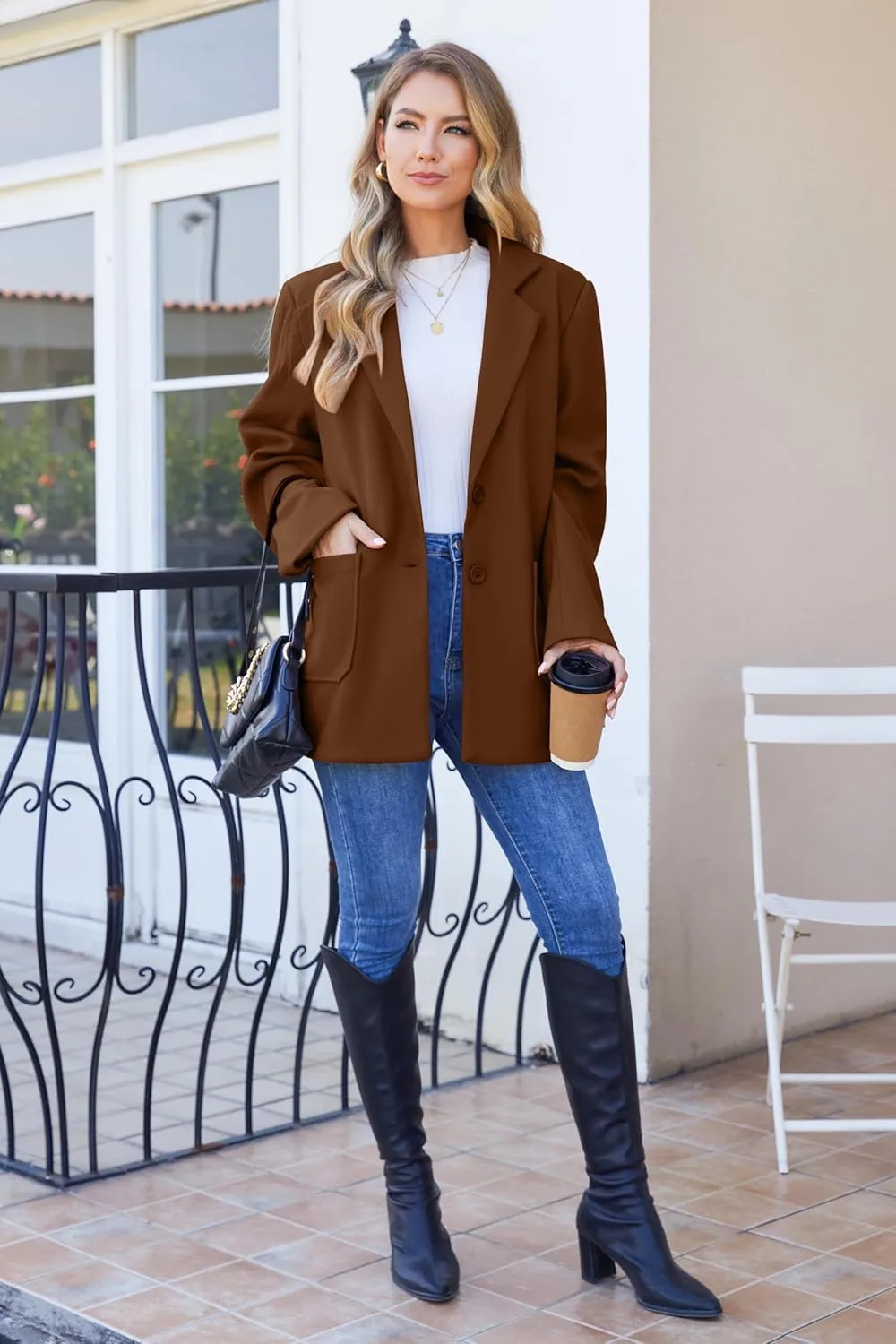 Blazers for Women Work Office Fully-Lined Warm Lapel Casual Jacket Oversized Long Sleeve Business Suit